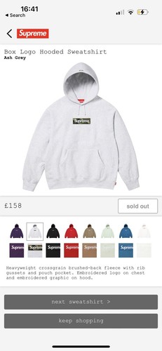 Supreme box logo hoodie - logo, grey
