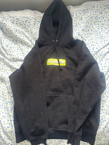Supreme black pullover hoodie - supreme,